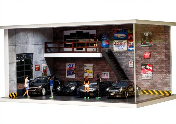 Lombibiu 1/64 Scale Garage Model Toy Car Display Case-0