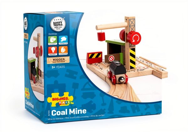 Bigjigs Toys Wooden Coal Mine Train Set for Kids 3+ Years-6