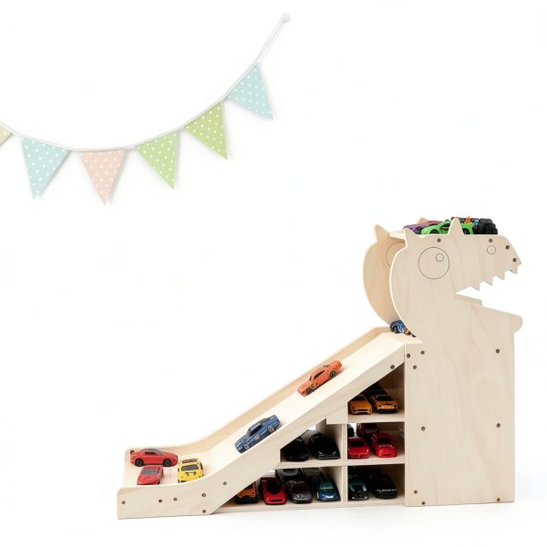 Taladad Wooden Dinosaur Ramp Toy Garage-1