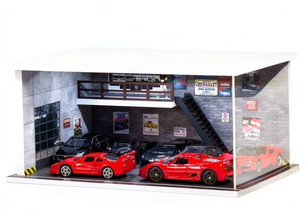 Lombibiu 1/64 Scale Garage Model Toy Car Display Case-4