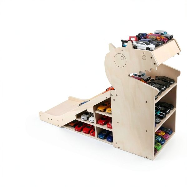 Taladad Wooden Dinosaur Ramp Toy Garage-5