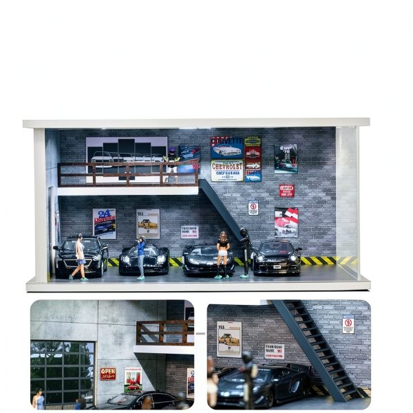 Lombibiu 1/64 Scale Garage Model Toy Car Display Case-6
